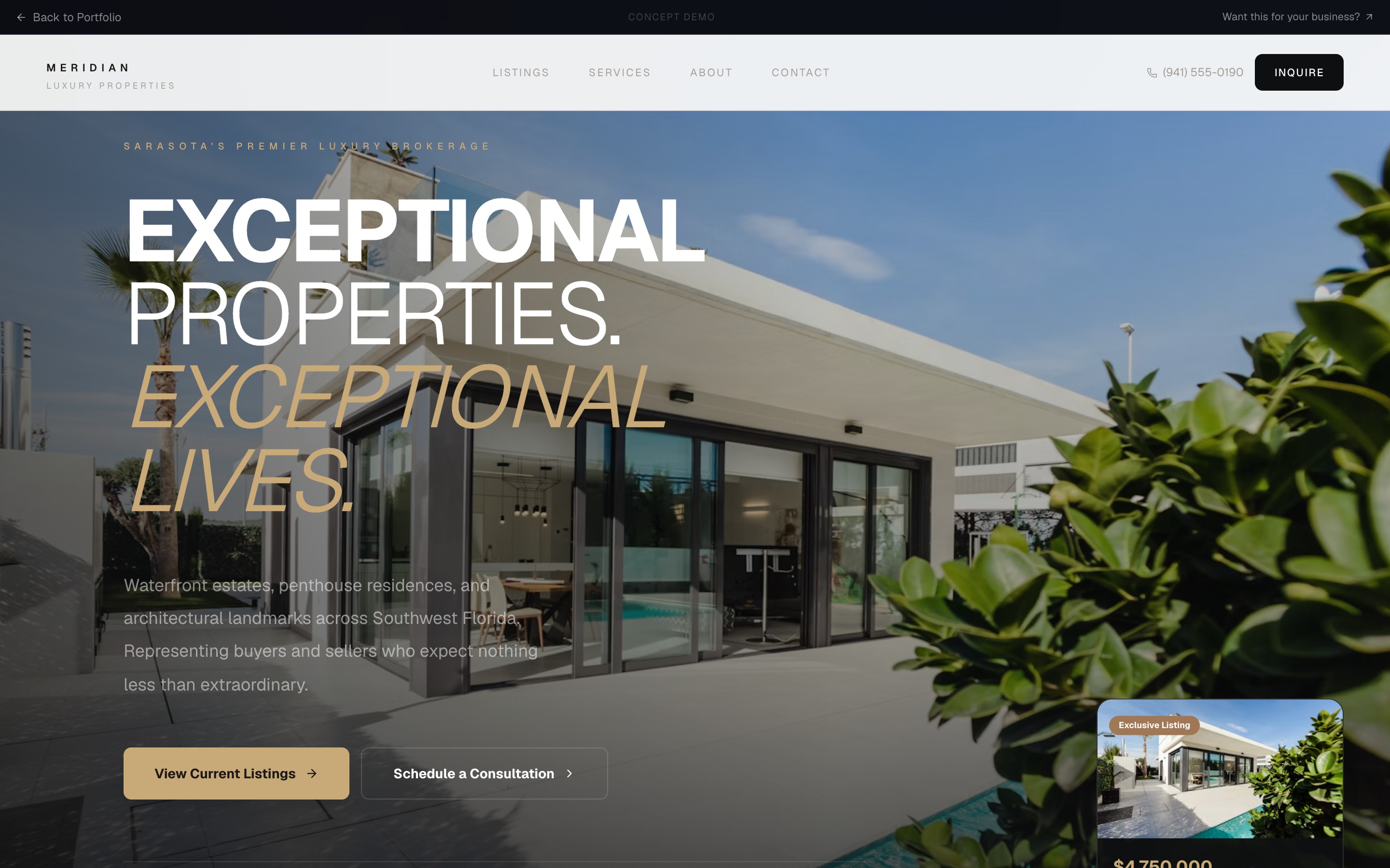 Meridian Luxury Properties — homepage